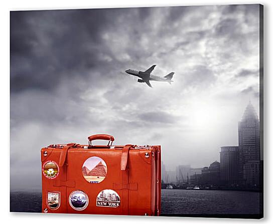 Постер (плакат) - Красный чемодан