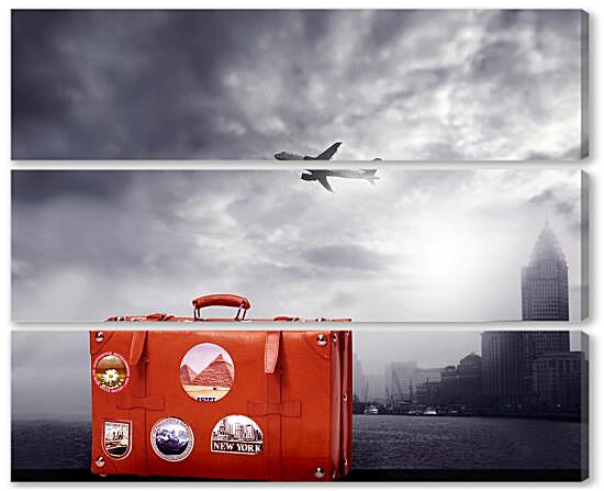 Модульная картина - Красный чемодан