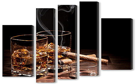 Модульная картина - Виски и сигара