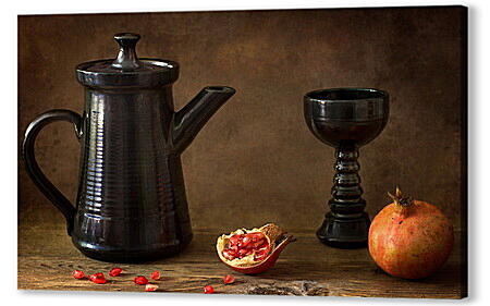 Картина маслом - Гранат и чайник