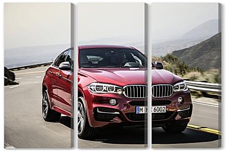 Модульная картина - Красный BMW X6  (БМВ)