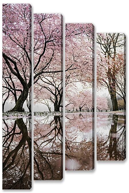 Модульная картина - Дерево сакуры