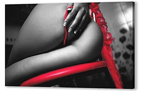 Постер (плакат) - Девушка на красном стуле