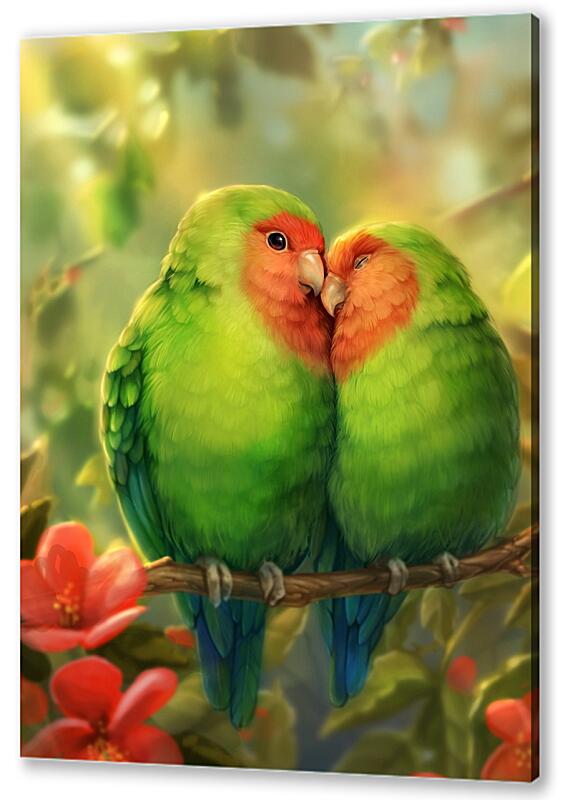 Постер (плакат) Неразлучники милые попугайчики артикул 01-070