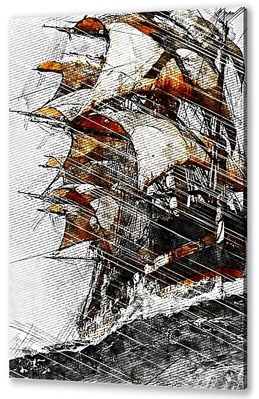 Постер (плакат) Корабль на волнах артикул 0278-A