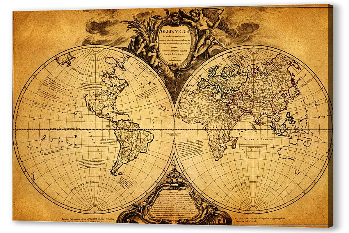 Постер (плакат) Старинная карта Мира артикул 05560