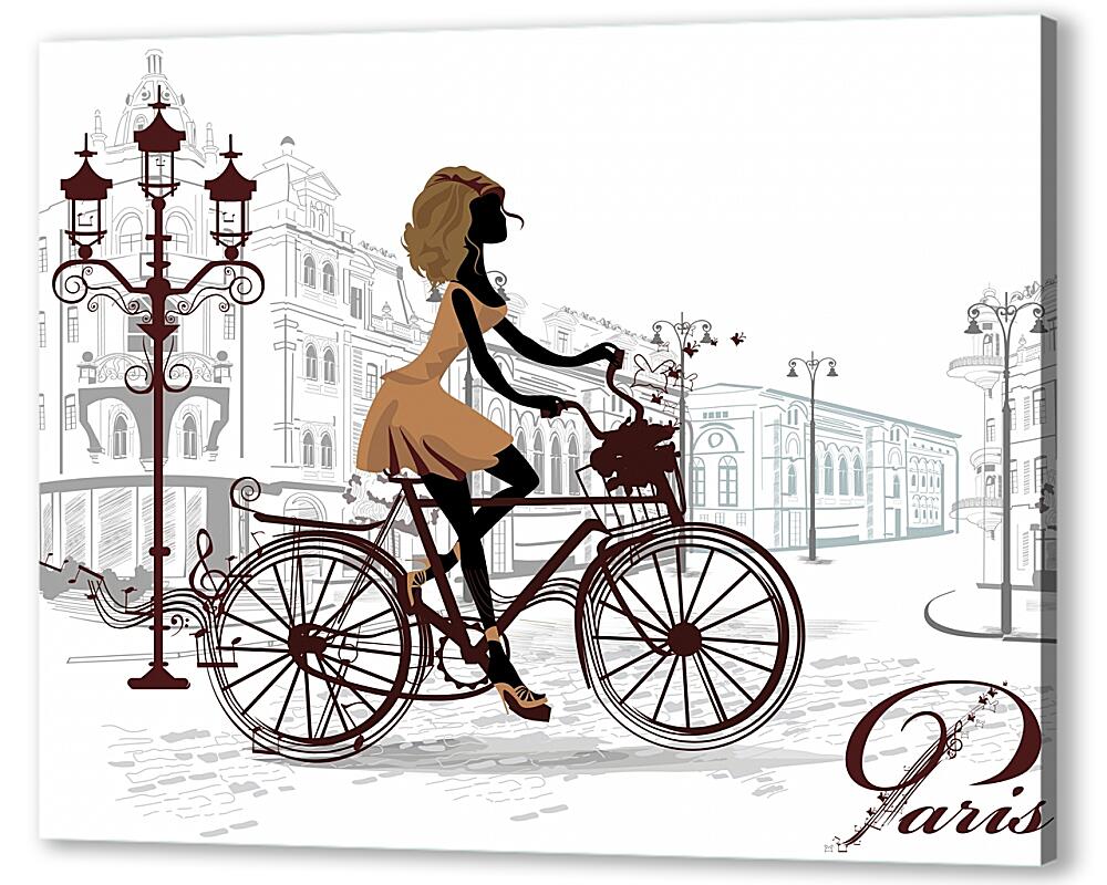 Постер (плакат) Девушка на велосипеде артикул 06055