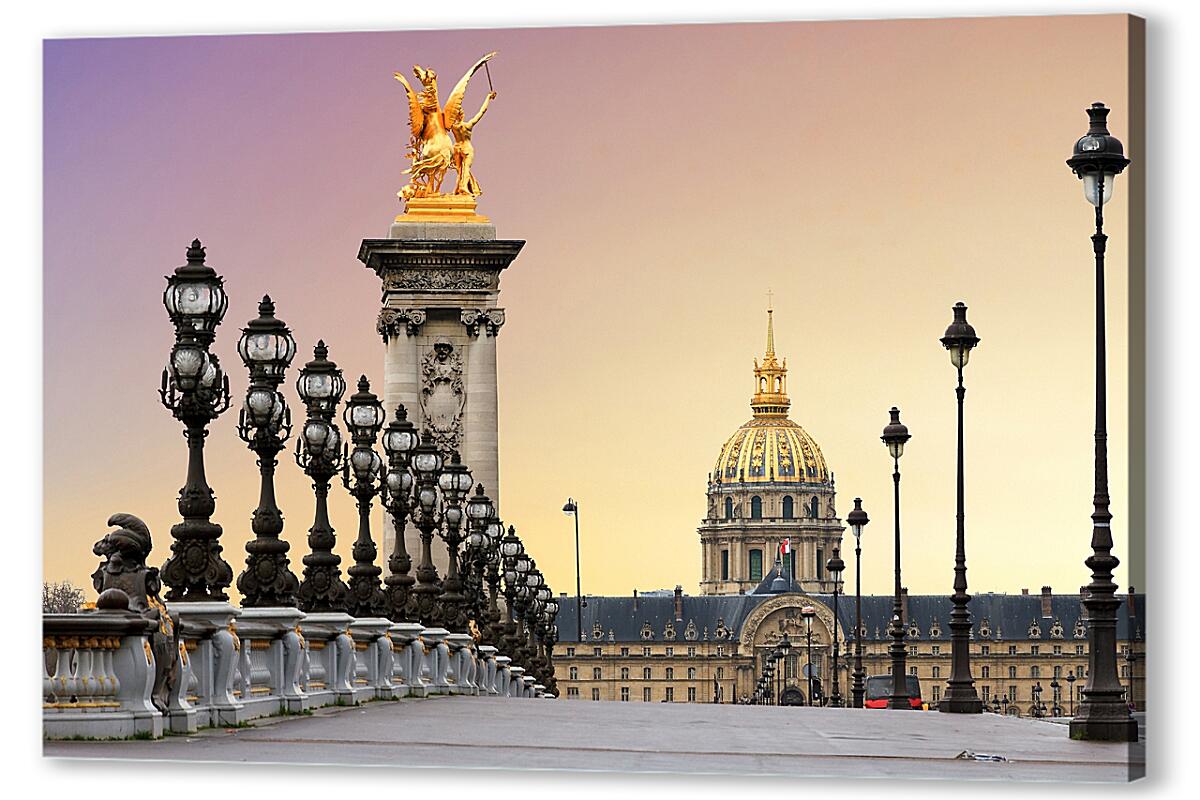 Постер (плакат) Восход солнца на мосту в Париже артикул 06083