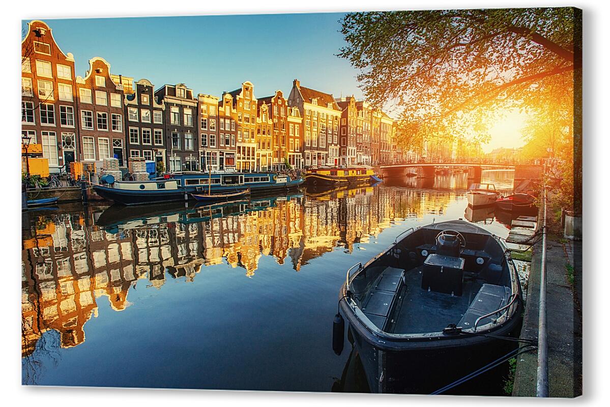 Постер (плакат) Амстердамский канал на закате артикул 06341