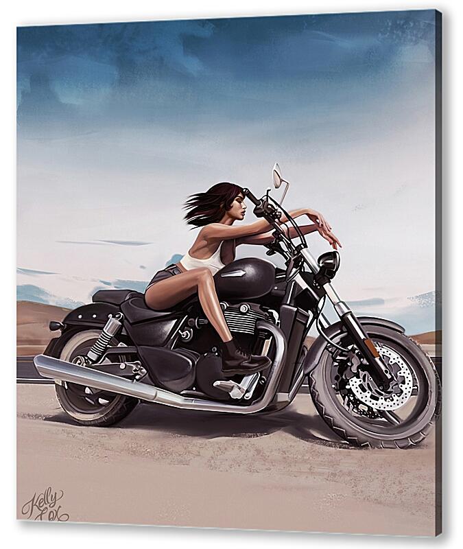 Постер (плакат) Девушка на мотоцикле арт артикул 07430
