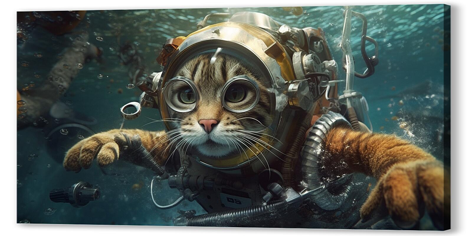 Постер (плакат) Кот подводник артикул 08602
