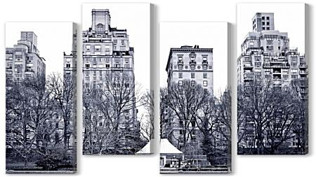 Модульная картина - Центральный парк в черно-белом