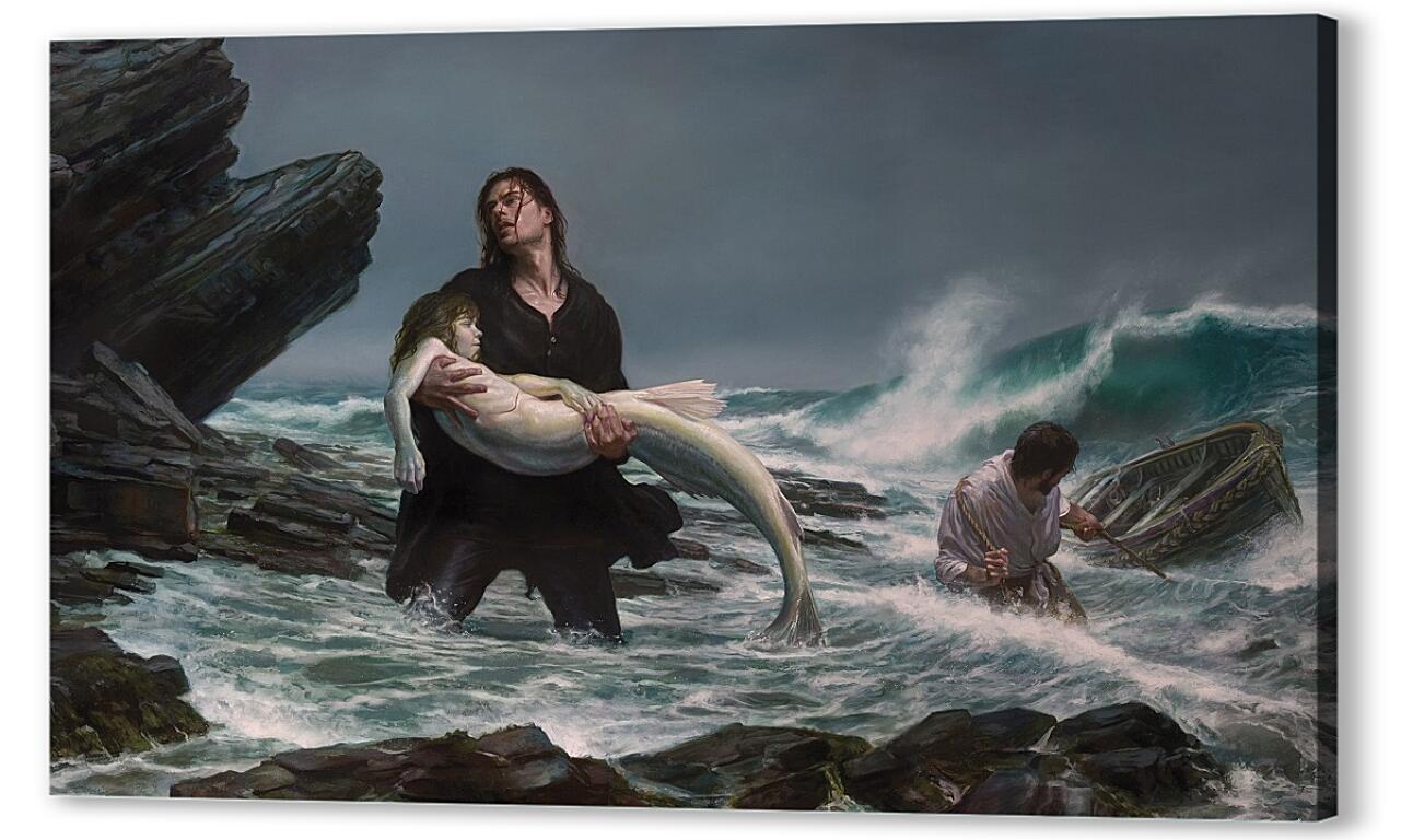Постер Кораблекрушение, шторм, русалка артикул 19871