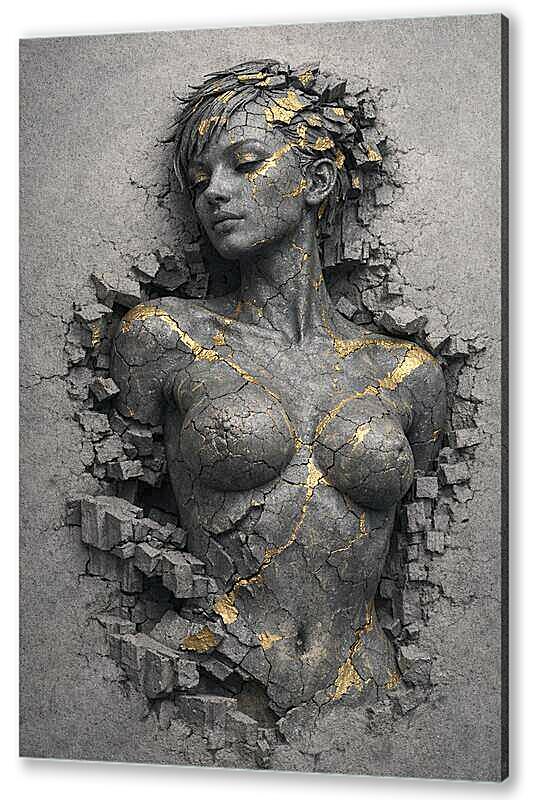 Постер Золотые Трещины Скульптуры артикул 2-165-H