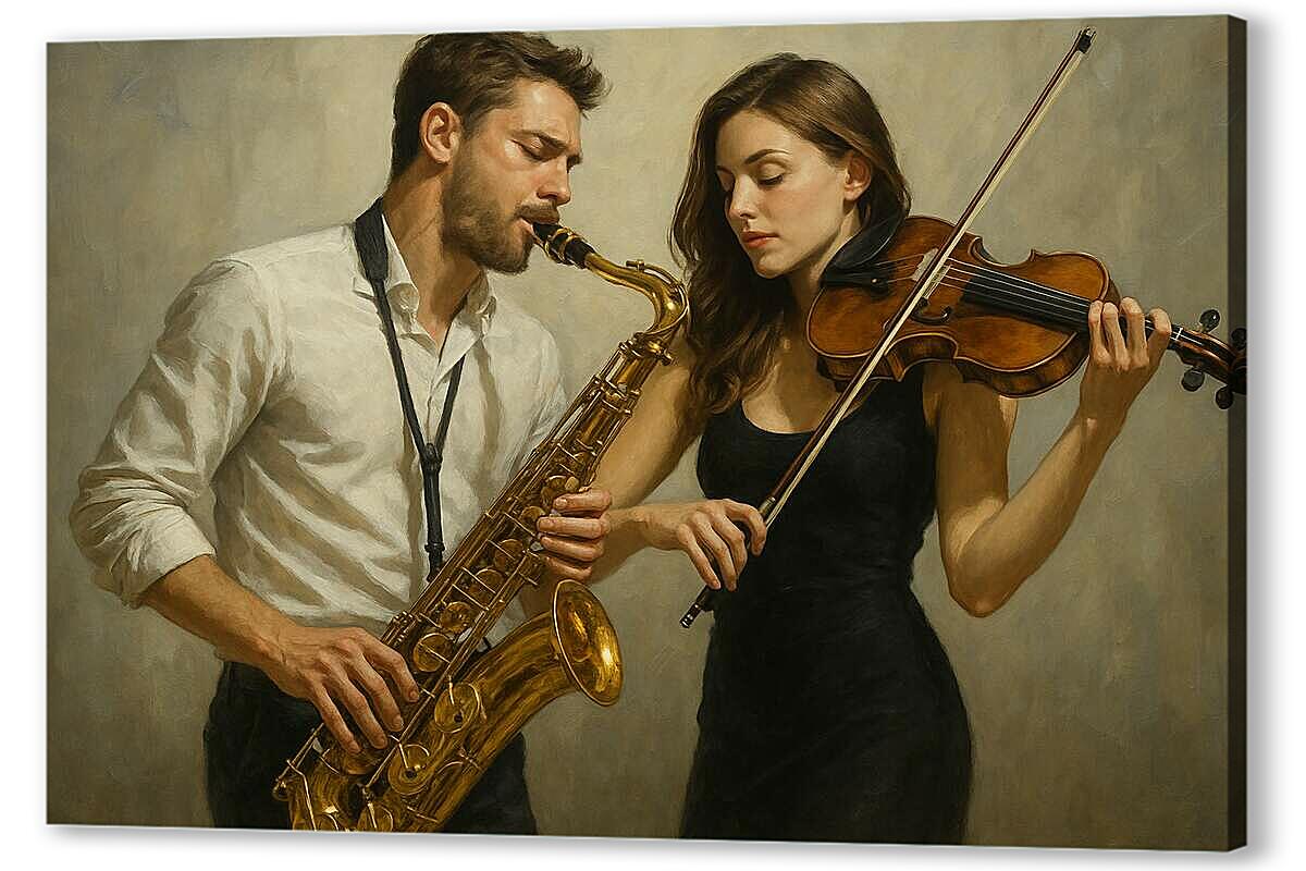 Постер Саксофонист и Скрипачка артикул 2-44-H