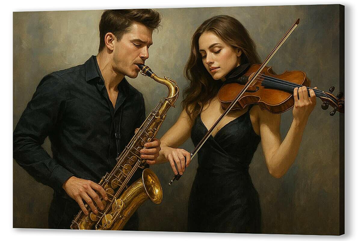 Постер Саксофонист и Скрипачка артикул 2-45-H