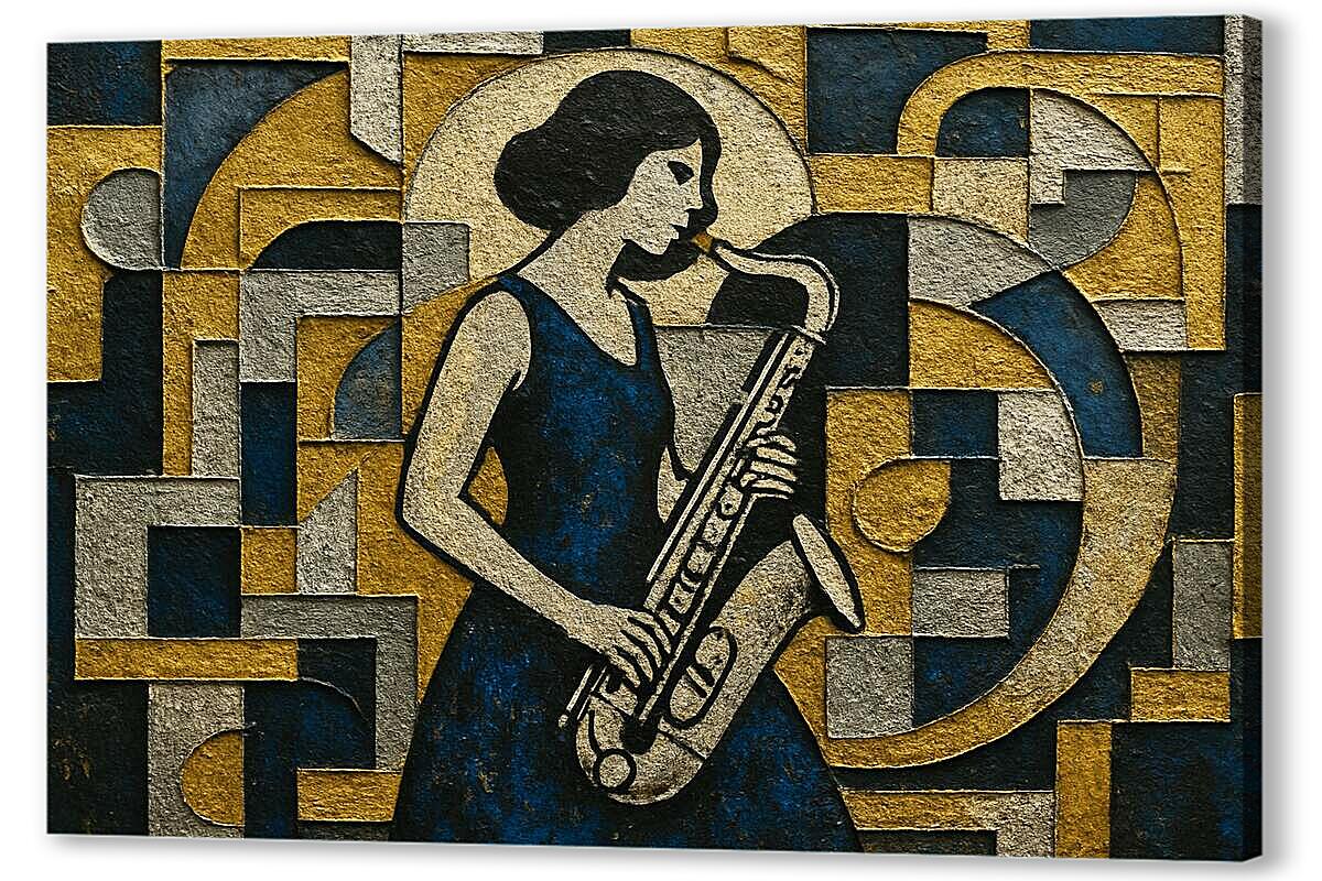Постер Саксофонистка в стиле стрит-арт артикул 2-70-H