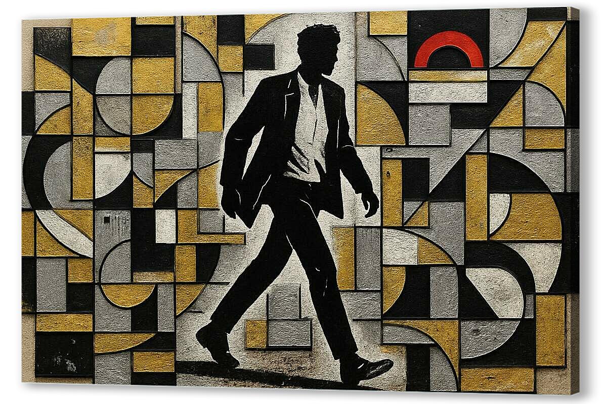 Постер Ассамбляж с идущим мужчиной артикул 2-85-H