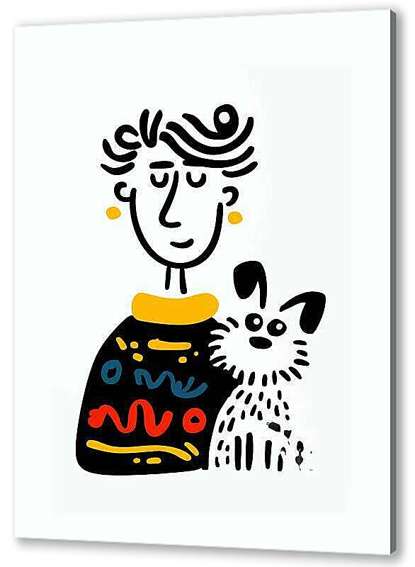 Постер С собакой, весёлая графика артикул 21-45-H