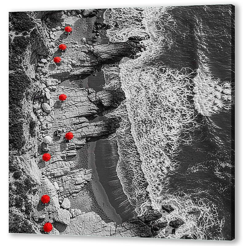 Постер Красные зонтики, чб постер артикул 21-6-H