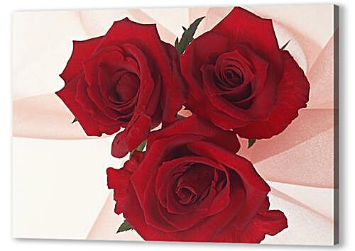 Постер (плакат) Три красные розы артикул 32670