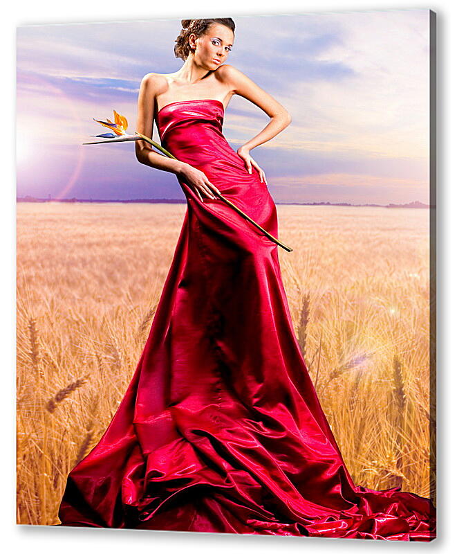 Постер (плакат) Розовое платье в поле
 артикул 35691