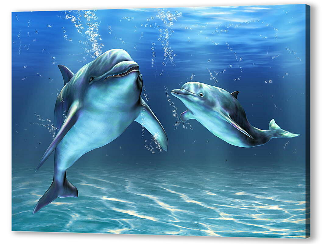 Постер (плакат) Иллюстрация дельфины
 артикул 38385