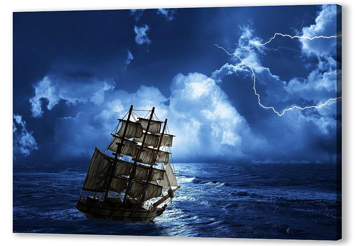 Постер (плакат) Корабль во время шторма артикул 39711