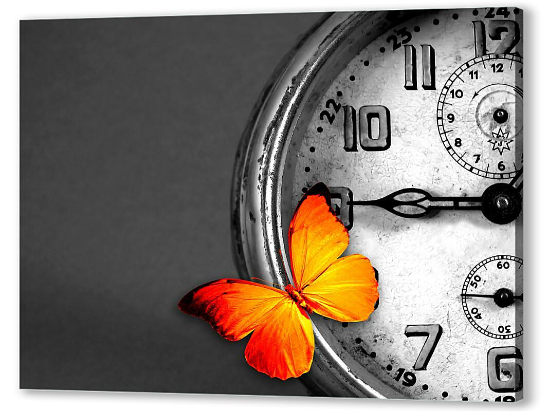 Постер (плакат) Часы и бабочка артикул 06778-HD