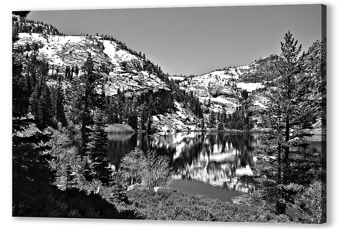 Постер (плакат) Озеро горы черно-белое фото артикул 4327