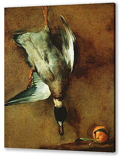Постер (плакат) Un canard col-vert attache a la muraille et une bigarade
 артикул 70843