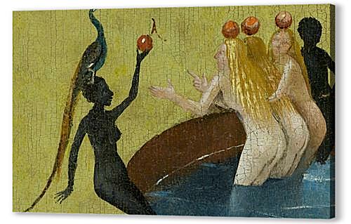 Постер (плакат) The Garden of Earthly Delights, center panel (Detail women with peacock) артикул 71051