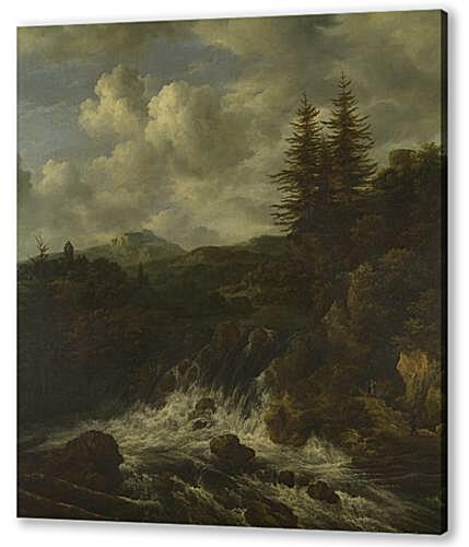 Постер A Landscape with a Waterfall and a Castle on a Hill
 артикул 73578
