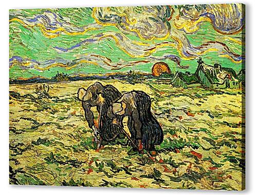 Постер (плакат) Two Peasant Women Digging in Field with Snow
 артикул 74037