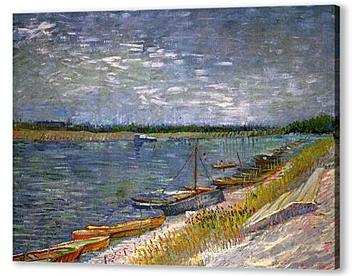 Постер (плакат) View of a River with Rowing Boats
 артикул 74096