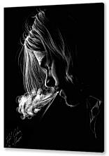 Постер (плакат) - Курт Кобейн выдыхает дым