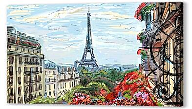 Постер (плакат) - Эйфелева башня в Париже