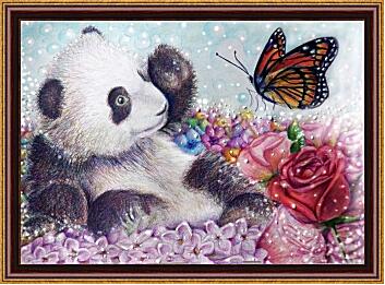 Картина - Панда и бабочка