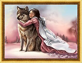 Картина - Девочка и волк