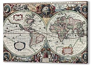 Постер (плакат) - Старинная карта Мира