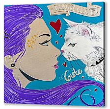Постер (плакат) - Девушка и кошка