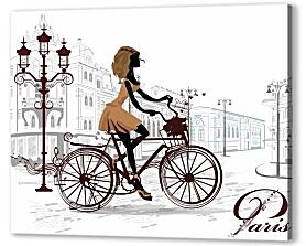 Постер (плакат) - Девушка на велосипеде