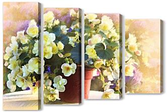 Модульная картина - Горшочек с цветами