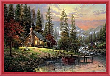 Картина - Дом у реки