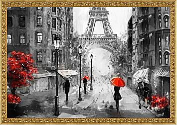 Картина - Девушка и красный зонт