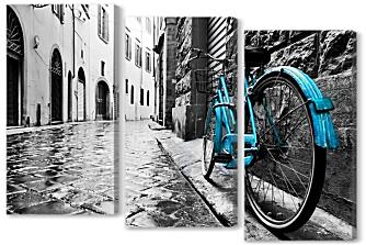 Модульная картина - Флоренция голубой велосипед