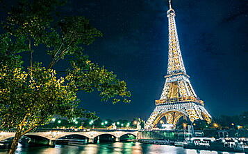 Картина - Эйфелава башня, ночью