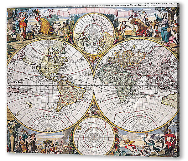 Постер (плакат) - Старая карта мира
