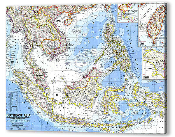 Постер (плакат) - Карта Юго-Восточной Азии
