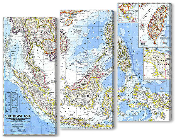 Модульная картина - Карта Юго-Восточной Азии
